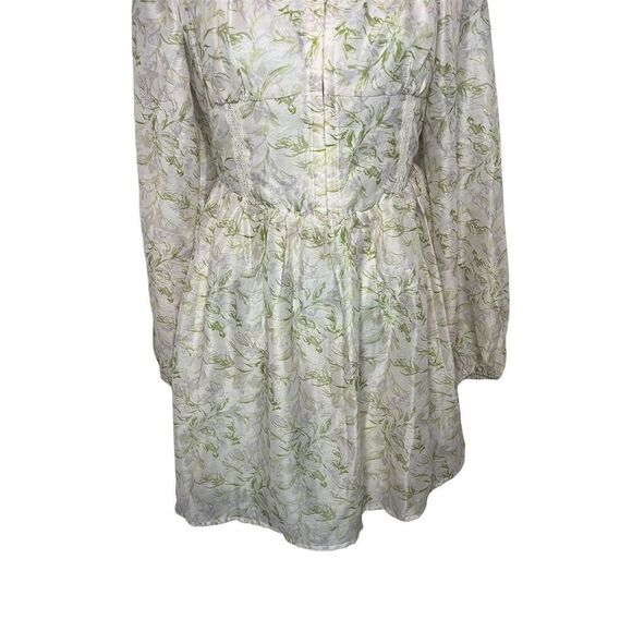 NWT LUSH FLORAL PRARIE COTTAGE CORE PUFF SLEEVE CREAM MINI DRESS WOMENS SIZE M - Picture 3 of 7